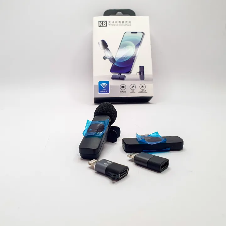 Wireless%20MIC%20K8%203in1%20MICROPHONE%20Vlogging%20Mic%20with%20Microphone%20Accessories%20Video%20for%20Type%20C%20Android%20Micro,%20IOS%20Lightining%20&%203.5mm%20Jack%20-%20Image%202