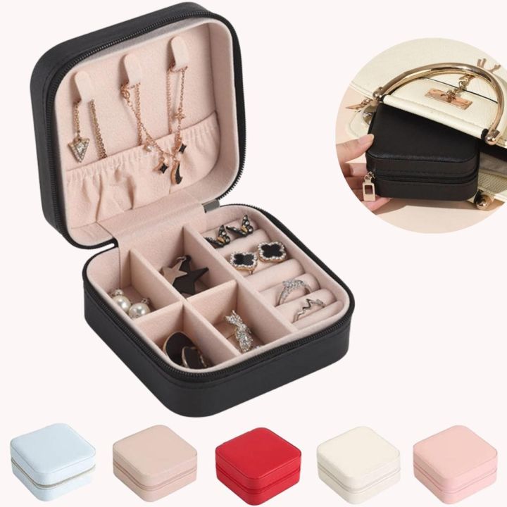 Small Jewellery Box - Mini Travel Jewellery Boxes Case, Portable Faux Leather Jewellery Storage Box Organiser for Women Girls