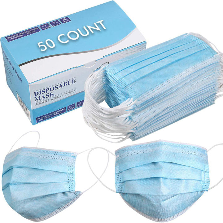 Disposable%20Face%20Mask%20Blue%203%20Protective%20Layers,%20Nose%20Pin%20Cover%20,%2050%20Pcs-Pack%20of%20Box%20Adult%20-%20Image%203