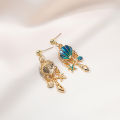 Silver Needle Childlike Ocean Column Blue Shell Star Asymmetric Cartoon Stud Earrings Earrings for gilrs for women low price. 