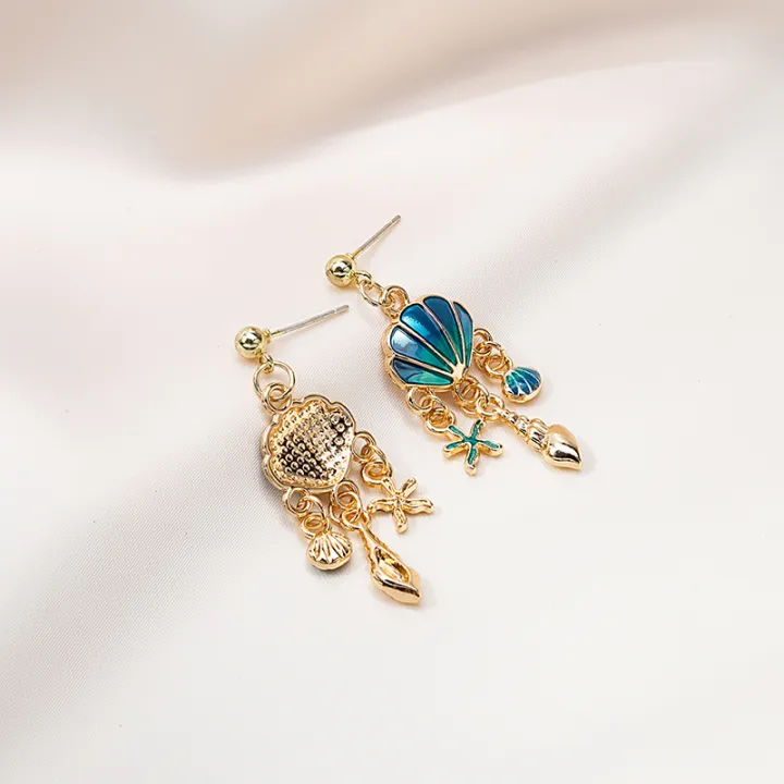 Silver%20Needle%20Childlike%20Ocean%20Column%20Blue%20Shell%20Star%20Asymmetric%20Cartoon%20Stud%20Earrings%20Earrings%20for%20gilrs%20for%20women%20low%20price%20-%20Image%205