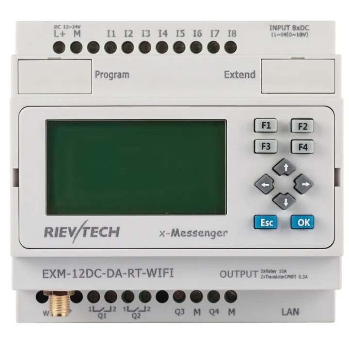 RIEVTECH EXM-12DC-DA-RT-WIFI  HMI WiFi PR PLC for automation controller programmable logic controller cpu servo web guide with plc encl