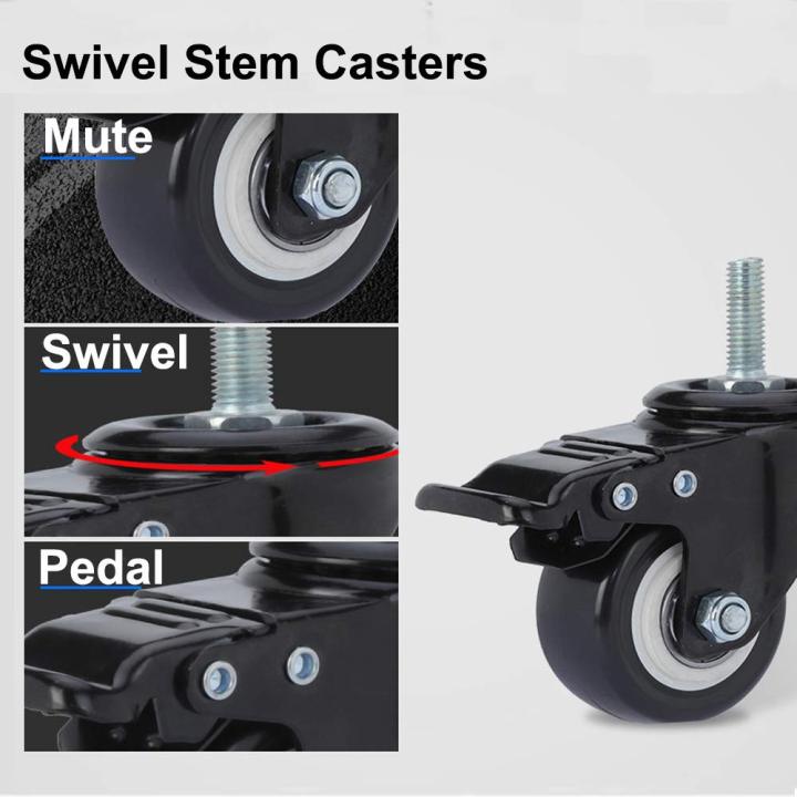 Stem%20Casters%202",%20Bolt%20M12xL25mm,%20Heavy%20Duty%20Swivel%20Stem%20Casters%20with%20Brake%20Lock%20PU%20Foam%20Quite%20Mute%20No%20Noise%20Castors%20Wheels%20Double%20Bearings%20-%20Image%203