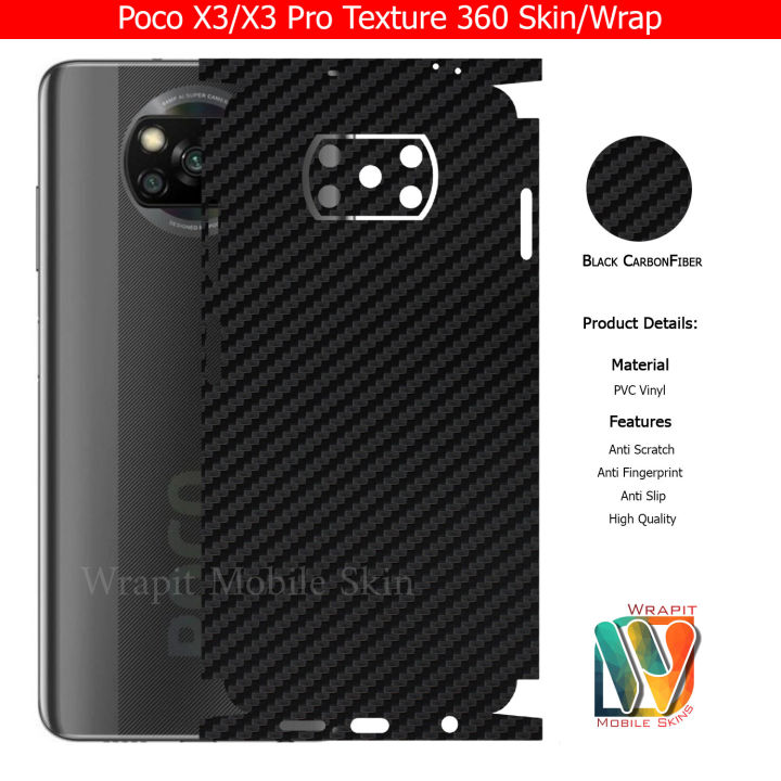 Xiaomi Poco X3 / X3 Pro Skin/Wrap 360 Protection Carbon fiber/ Matte/ Transparent/ Leather Back And Sides Included Camera Skin