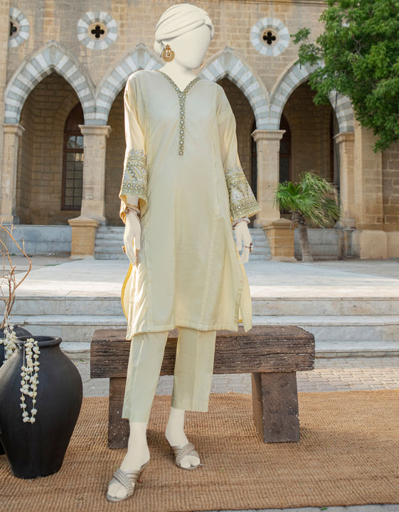 Junaid Jamshed Stitched 1 Piece Embroidered Dyed Semi Formal Shirt For Women and Girls - designcode: JJLK-S-JSS-24-422 FB