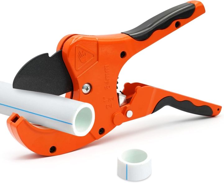 63mm PVC Pipe Cutter, Manual Pipe Cutter Plastic, PE Pipe Cutter for Cutting PVC Pipe, CPVC Pipe, PE-X Pipe, PE Pipe, 63mm Professional Plastic Pipe Cutter with Rubber Handle