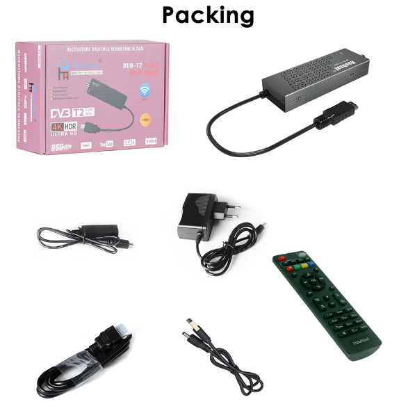 Haohsat DVB-T2PRO TV Stick 4K HD H.265 10Bit Digital TV Tuner DVB T2 HEVC HD Decoder DVB-T2 Terrestrial TV Receiver  A R337  TELIVISION