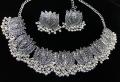 Antique Silver Afghani choker necklace with earrings for women / Fancy pendant Choker jewelry set. 