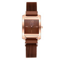 New CCQ Magnetic Buckle Casual Quartz Women's Watch Creative Rose Gold Square Dial All-Match Watch. 