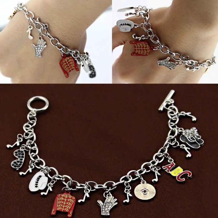Michael Jackson Bracelets for Women Men Commemorative Series Charms Pendant Chain Bangle Music Fans Jewelry Gifts