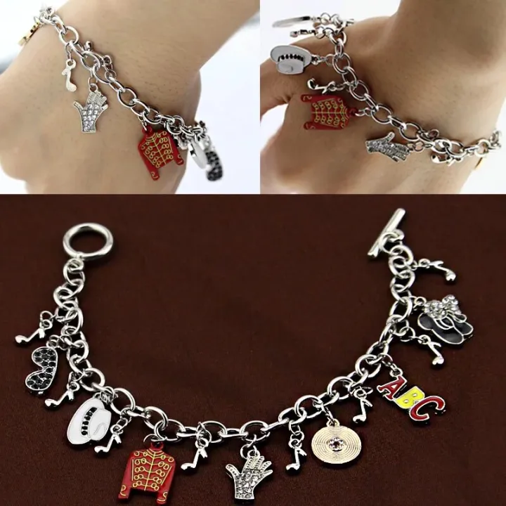 Michael Jackson Bracelets for Women Men Commemorative Series Charms Pendant Chain Bangle Music Fans Jewelry Gifts