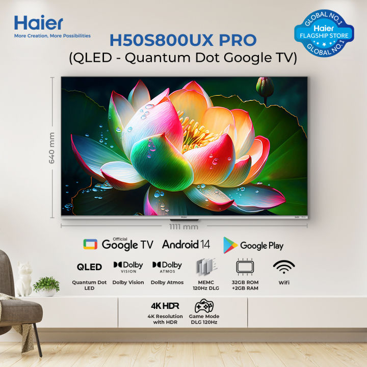 Haier 50" QLED Google TV - S800 Series - H50S800UX ( Dolby Vision + Bezeless + 4K UHD ) / Brand Warranty