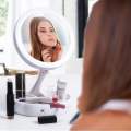 My Foldaway Mirror The Lighted, Double Sided Vanity Mirror 10x Magnification Portable Double-Sided Lighted Beauty Mirror• Double-sided mirror Extends to 13” high can be used with 4 x AA or adapter. 