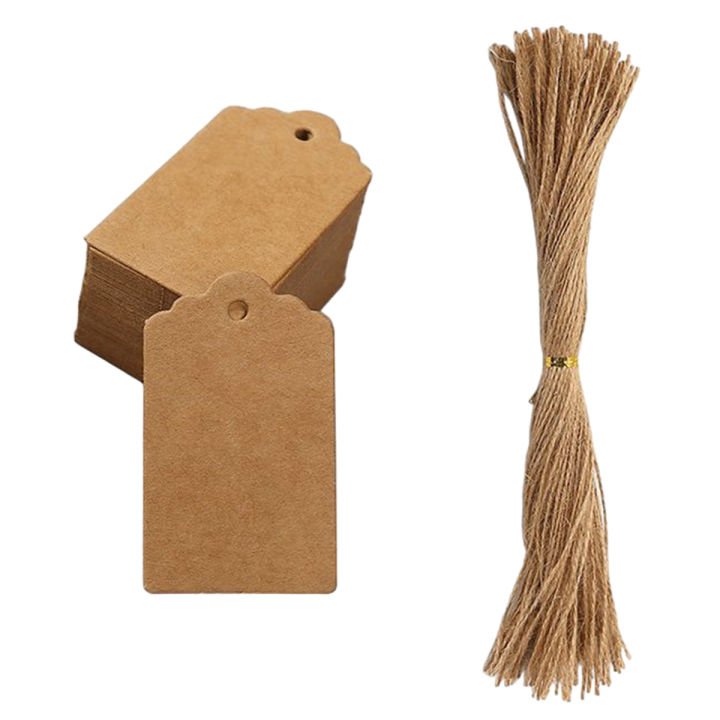 50pcs Kraft Paper Tags Kraft paper Cards with Strings Wedding Birthday Christmas Party Gift Tag Cookie Packaging Supplies