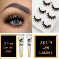 Beautious  3 pairs 3D eye lashes with 3 free glues. 
