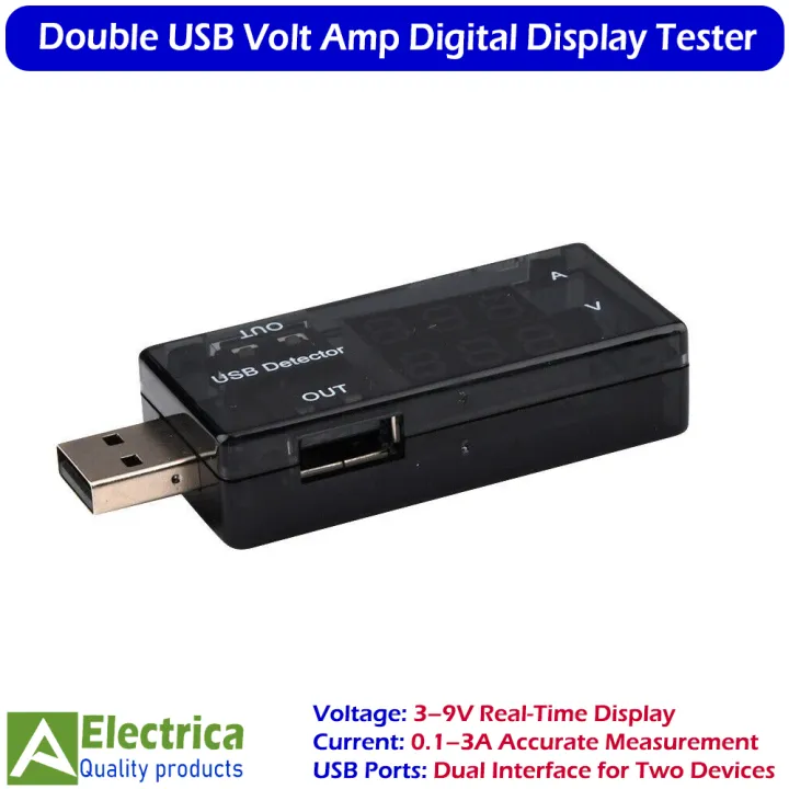 Double%20USB%20Volt%20Amp%20Meter%20Detector%20Tester%203%E2%80%939V%200.1%E2%80%933A%20Portable%20USB%20Charger%20Tester%20with%20Digital%20Display%20by%20Electrica%20-%20Image%207
