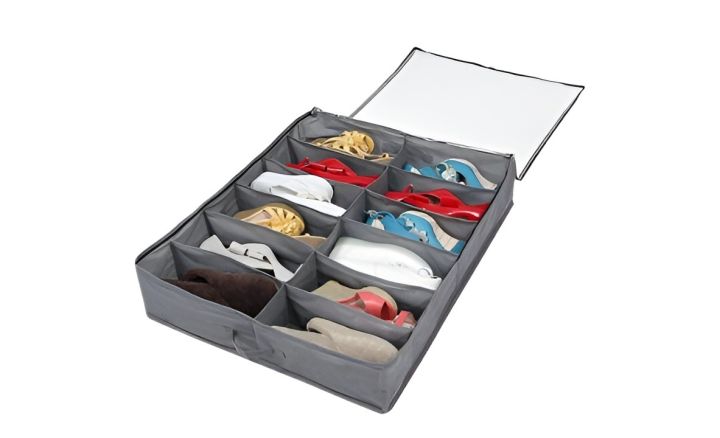 12%20Pocket%20Shoes%20Storage%20Bag/Shoes%20Under%20Bed%20Shoe%20Organizer%20Bag%20Hard%20Solid%20Fabric%20with%20Clear%20Plastic%20Zip%20Cover%20-%20Image%206