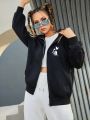 New Black BTS ARMY Logo Printed Hoodie Zipper For Girls and Women. 