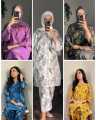Stylish Era New Arrival Trendy Petal Khadi mix print Dress for Women and Girls. 