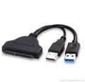Dual USB 3.0 SATA III Cable 22 Pin Sata to USB Adapter, USB 3.0 to SATA Cable Up to 5 Gbps Support 2.5 Inches Laptop External SSD HDD Hard Drive Adapter Cable. 