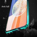 Biruiqu For Samsung Galaxy A14 5G Magnetic Absorption Case Metal Frame Shockproof Double Sided Tempered Glass Magnetic Case Cover. 