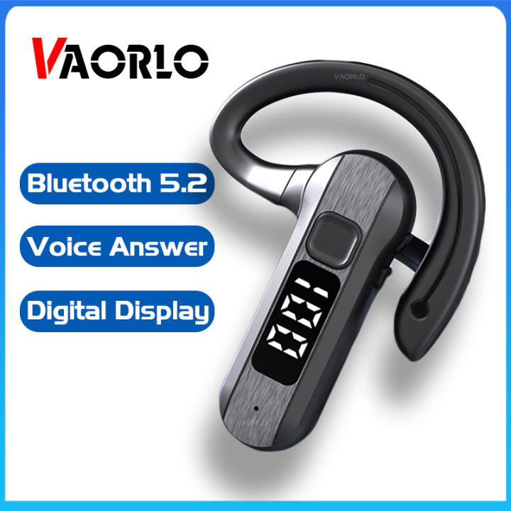 VAORLO Bluetooth Business Headset Air Conduction Wireless Earphones Ear-hook Waterproof Headphone Digital Display Sports Headset HiFi Music Noise Cancelling With Mic Large Capacity