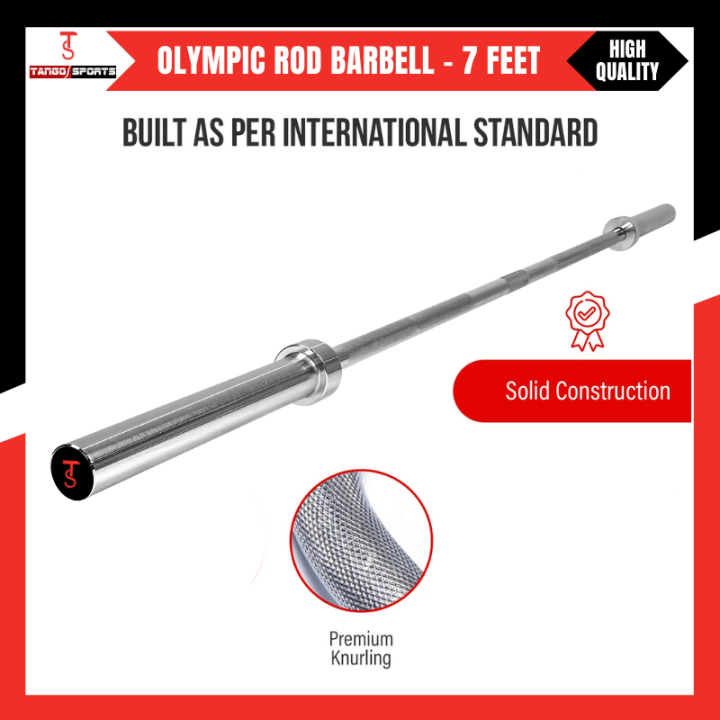 7ft Heavy Duty Strength Training Barbell - 7 ft 2-inch Olympic Weighted Solid Steel Bar Barbell, for Weightlifting/Bench Press/Deadlift and Power Lifting Strength Training, with Rotating Sleeve, Home Gym