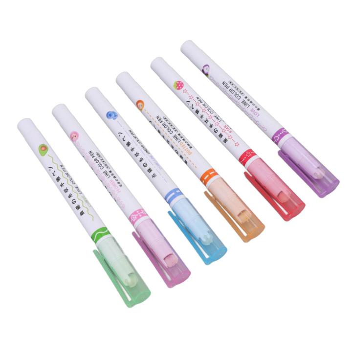 Curve Pens, 6 Color Ample Ink Supply Waterproof Curve Highlighter Pen Set Ergonomic for Club for Office for Artists