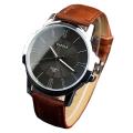 Luxury Stainless Steel Dial Leather Band Wrist Watch Men. 