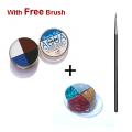 3 Pcs Set - 4 Color Aqua Cake Eyeliner - Black Blue White Brown and 4 Color Pressed Glitter Eyeshadow With Eye Liner Brush. 