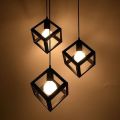 3 in 1 Base Square Cube Hanging Lamp, Ceiling Lamp, Pendant Lamp, For Home, Office, TV Lounge, Bed Room, Led Light, Led Bulb, Filament Bulb. 