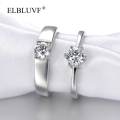 2 Pcs Pair Couple Rings set with Box for Girls and Boys lovers Silver Plated Adjustable Simple Best Gift. 