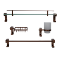STYLISH BATHROOM ACCESSORIES SET | SHINY COPPER | 4-PIECE ALUMINUM SET | RUST-PROOF | MODERN DESIGN | SOAP DISH, BRUSH HOLDER, TOWEL ROD, GLASS SHELF. 