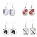 Anime Attack On Titan Drop Earring Серьги Attack Wings Shingeki Cosplay Dangle Earrings For Women Girl Ear Jewelry. 