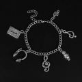 Microphone Crystal Chain Necklace Rapper Headphone Headset Music Note Guitar Charm Pendant Men Women Hip Hop Accessories. 
