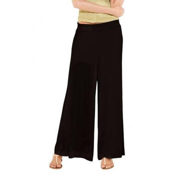 Black Jersey Palazzo Pants for Women Comfortable Wide Leg Trousers Casual Loose Fit High Waist Pants