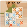 Wooden Tic Tac Toe Game XO Wood Board Game Classic Mini Tabletop Game Set for Boys Girls Educational Games Toy Goody Bag Filler Birthday Party Gaming Gift Puzzle Toys - Orange and White. 