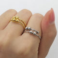 Stainless Steel Jewelry Fidget Rings Frosted Gold-Plated Spin Ball Spinner Open Adjustable Anxiety Ring for woman. 