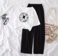 Summer Crop Top T-Shirt and Flapper Trouser Set for Women, Free Size. 