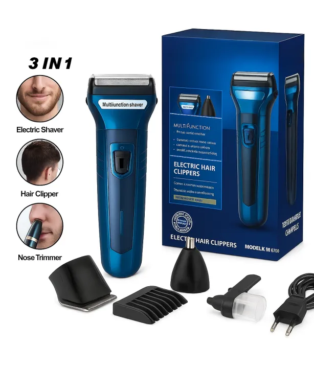 Kmei 6330 6333 3-in-1 Rechargeable Hair Beard & Nose Trimmer Grooming Kit for Men