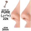 Original silver (chandi) nose pin for girls and womens with (3mm) zircon. 