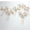 6 Pcs Hair Accessories - Pearls Beads Hairpins, Bridal Wedding Flower Clips. 