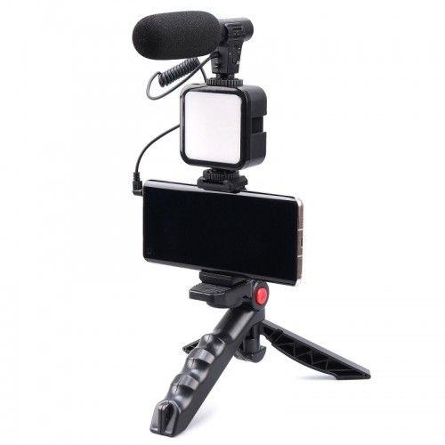 SHOP-STORY - PLODNI : Kit De Vlogging Professionnel Avec Lampe LED, Microphone, Trépied, Déclencheur Et Support Smartphone Appareil Photo Création De Contenu Pour Influenceur