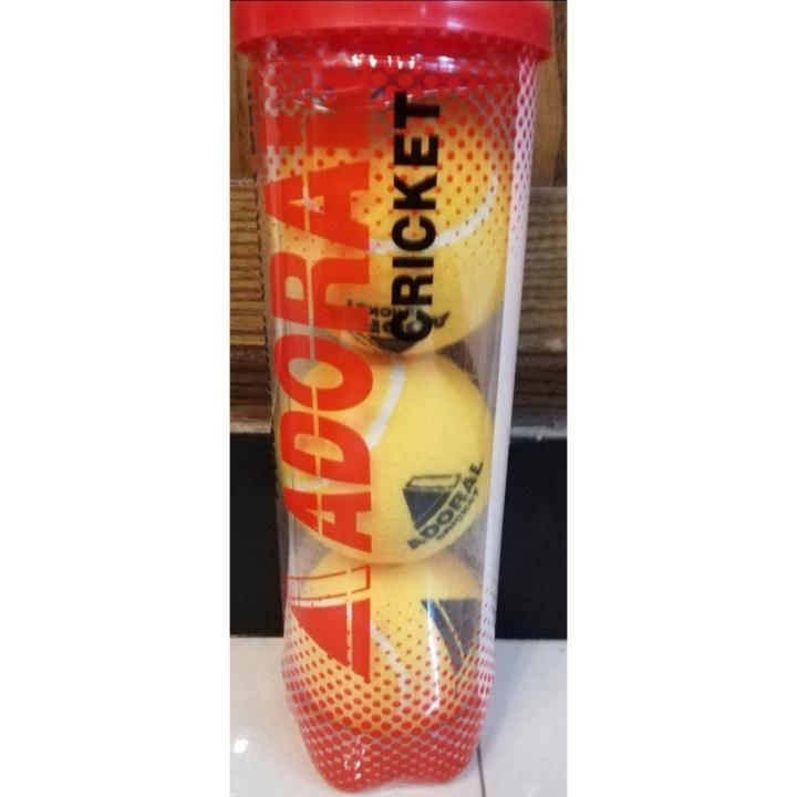 Adoral Pack of 3 - Cricket Tennis Ball - Yellow