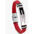 Wholesale New Palestine flag bracelet DIY logo stainless steel with leather braided bracelet for man. 