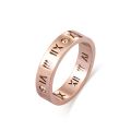 Wholesale custom fashion jewelry 18k rose gold stainless steel classic hollow ring zircon roman numeral ring for women men. 