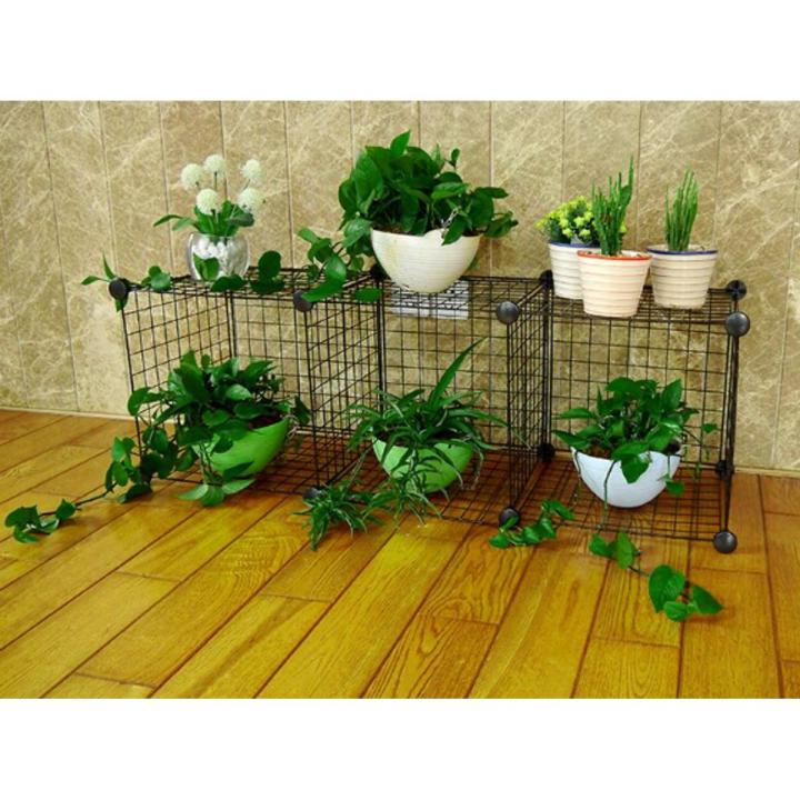 3 BLACK WIRE STORAGE CUBES MESH MODULAR GRID STORAGE RACK WARDROBE