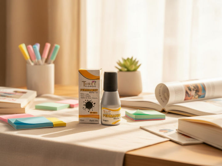 Three Flowers Permanent Marker Ink TF-9871 – 15ml | Pack of 12 | Long-Lasting, Smooth & Vibrant Ink for Markers