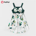 【ETOP】 Family Look Mommy and Me Floral Printed Ruffle Stitching Solid Dresses-Z. 