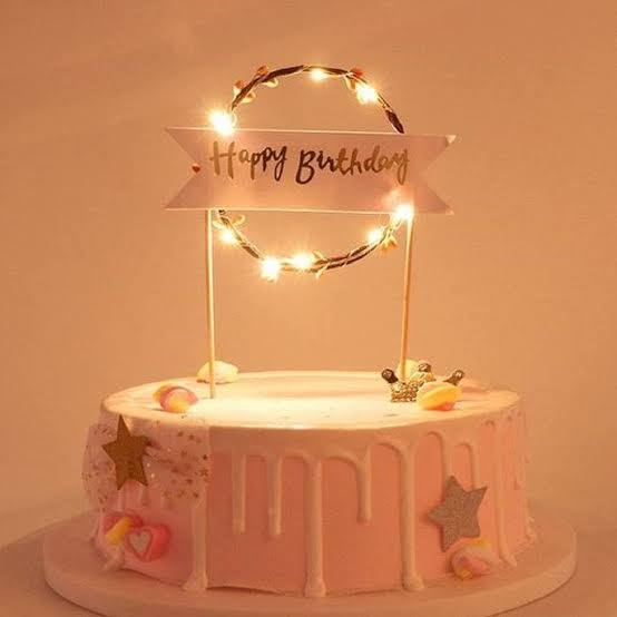 LED Lights Happy Birthday Cake topper for Birthday Party Decorations 4 inches